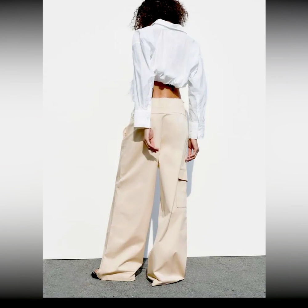Zara Women's High Waist Belted Gabardine Fabric Pants